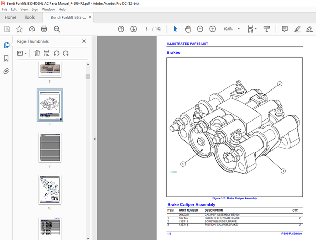 Bendi Landoll B55AC / B55AC HL Forklift Parts Manual F-596-R2 – PDF DOWNLOAD