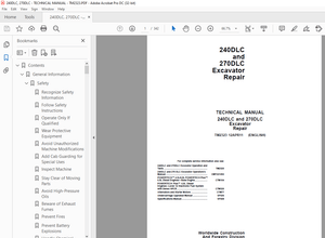 John Deere 240DLC &amp; 270DLC Excavator Repair TECHNICAL MANUAL TM2323 - PDF DOWNLOAD
