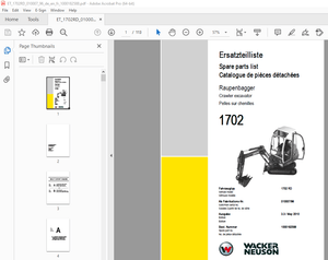 Wacker Neuson 1702 Crawler Excavator Parts Manual 1000182588 - PDF DOWNLOAD 