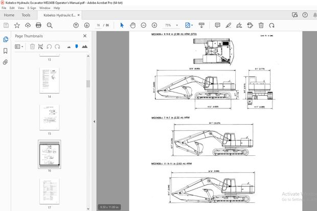 Kobelco MD240B Hydraulic Excavator Operator’s Manual – PDF DOWNLOAD