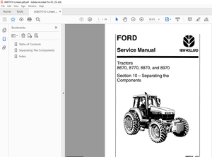 FORD Tractors 8670 8770 8870 &amp; 8970 Service Manual - PDF DOWNLOAD