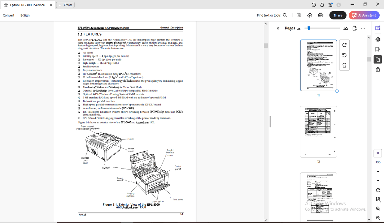 Epson Terminal Printer EPL-3000 Action Laser 1300 Service Manual - PDF ...