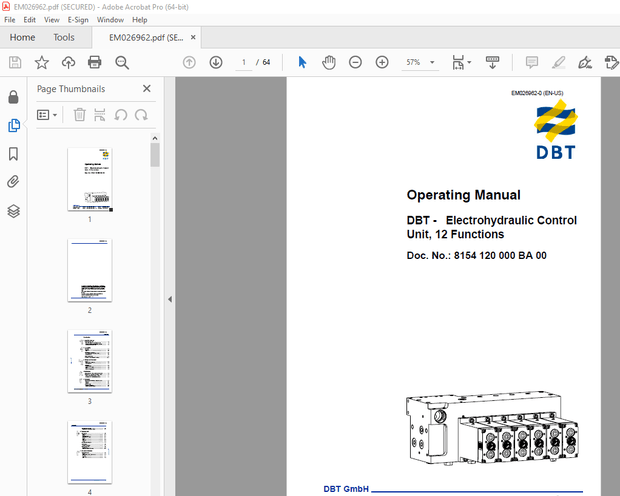 CAT DBT Electrohydraulic Control Unit, 12 Functions Operating Manual EM026962 - PDF DOWNLOAD 