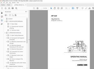 AMMANN AP 240 PNEU TYRED ROLLER OPERATING MANUAL 3015688 - PDF