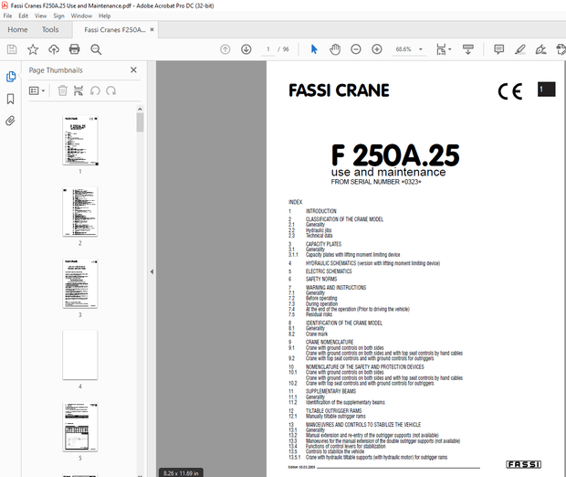 Fassi Cranes F250A.25 Use and Maintenance Manual – PDF DOWNLOAD