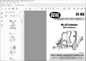Gehl 50 MX Mix-All Feed maker With Attachments Service And Parts Manual – PDF DOWNLOAD