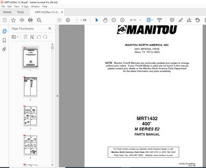 Manitou Forklift MRT1432 400° M SERIES E2 Parts Manual – PDF DOWNLOAD