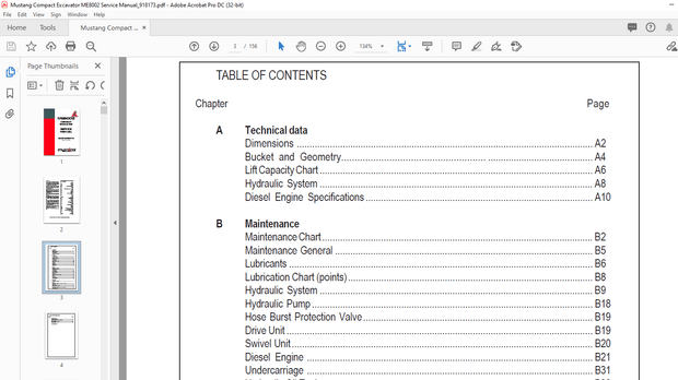 Mustang Compact Excavator ME8002 Service Manual(918173) – PDF DOWNLOAD