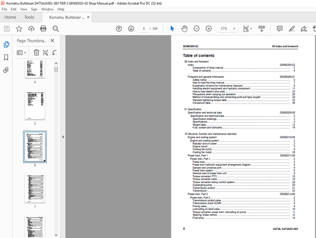 Komatsu Galeo D475A-5E0 D475ASD-5E0 Bulldozer Shop Manual SEN00203-02 – PDF DOWNLOAD