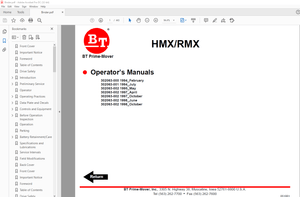 BT Prime-Mover HMXRMX Electric Low Lift Pallet Truck OPERATOR&#x27;S MANUAL