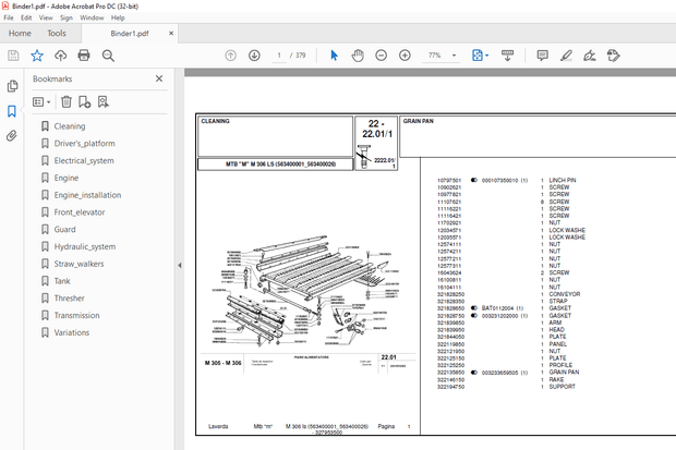 Laverda M306 LS Agricultural Tractor Parts Manual 563400001-563400026 – PDF DOWNLOAD