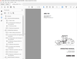 Ammann ARS 110 Single Drum Roller Operating Manual 2363018 PDF