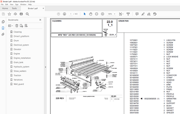 Laverda 225 REV Agricultural Tractor Parts Manual 551500163-551500296 – PDF DOWNLOAD