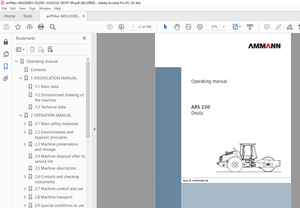 Ammann ASC 220 Single Drum Roller Operating Manual 2522001 PDF