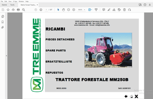 Merlo Forest Tractor MM250B Parts Manual SAV A309101 – PDF DOWNLOAD