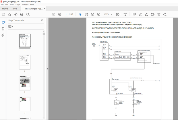 Acura 2022 Acura Truck MDX Type S AWD V6-3.0L Turbo (J30AD) Electrical Wiring Diagram Manual - PDF 