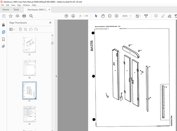 Manitowoc Traditional Crane 3900 Parts Manual SN 39588 – PDF DOWNLOAD