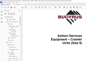 Cat Bucyrus Ashton Services Equipment – Crawler Units (Size 9) Operation &amp; Maintenance Manual  - PDF