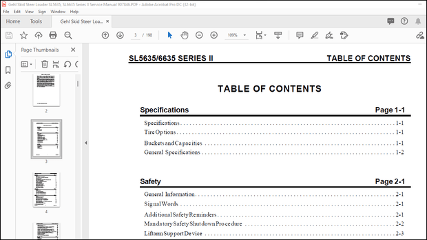 Gehl SL5635 &amp; SL6635 Series II Skid Loader Service Manual 907846 – PDF DOWNLOAD