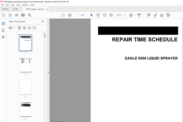Willmar  8500 Eagle Liquid Sprayer Repair Time Schedule Manual AG331654A – PDF DOWNLOAD