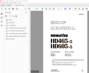 Komatsu HD465-5 HD605-5 Dump Truck Service Repair Workshop Manual - PDF DOWNLOAD