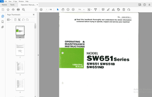 Sakai SW651 SW651B SW651ND Operating &amp; Maintenance Manual PDF