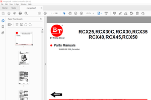 BT Prime-Mover RCX25 RCX30C RCX30 RCX35 RCX40 RCX45 RCX50 Electric Stand-Up Rider Truck Parts Manual