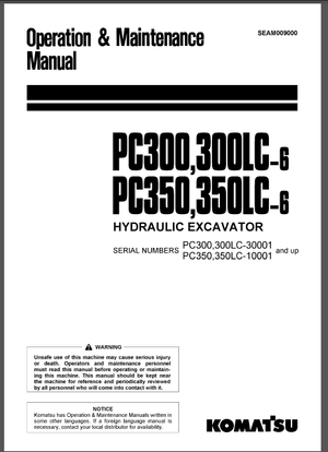 Komatsu Pc300 6 S N 30001 Up Pc350 PDF DOWNLOAD