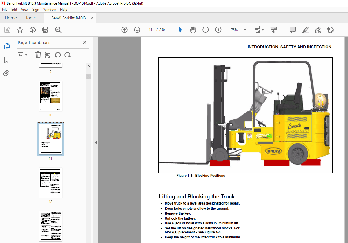 Bendi Landoll Forklift B40i3 Narrow Aisle Forklift Operator’s Manual F ...