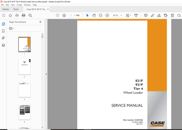 Case 821F 921F Tier 4 Wheel Loader Service Manual - PDF DOWNLOAD
