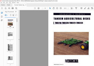 Frontier Tandem Agricultural Disks TM5118 TM5120 TM5121 TM5124 Operator’s Manual(5KBTSWMAN) – PDF 