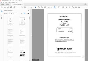 Taylor-Dunn P2-50 Vehicle Operation &amp; Maintenance With Parts Manual S.NO 88037 &amp; UP - PDF DOWNLOAD