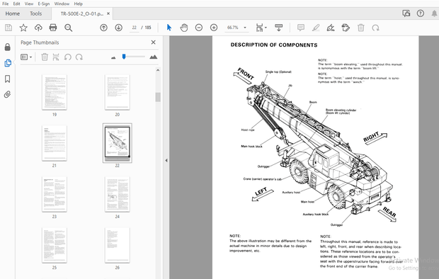 Tadano TR-600XL Hydraulic Crane Operation &amp; Maintenance Manual – PDF