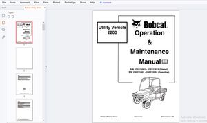 Bobcat Utility Vehicle 2200 Operation &amp; Maintenance Manual 6903128 - PDF DOWNLOAD