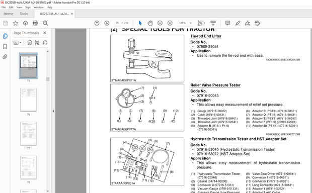 Kubota Tractor BX25D Front Loader LA240A AU-SG Backhoe BT602 Workshop Manual – PDF DOWNLOAD