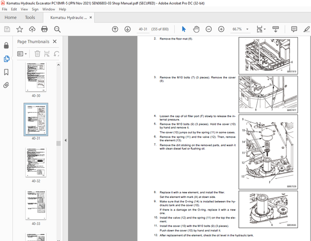 Komatsu PC18MR-5 Compact Hydraulic Excavator Shop Manual SEN06803-03 – PDF DOWNLOAD