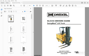 Drexel SL33/44 SwingMast Lift Truck Drivers Guide Manual – PDF DOWNLOAD