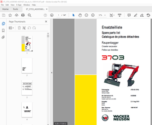 Wacker Neuson 3703 Crawler Excavator Parts Manual 1000181247 - PDF DOWNLOAD 