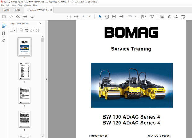 Bomag BW 100 AD AC Series 4 BW 120 AD AC Series 4 Service Training Manual – PDF DOWNLOAD