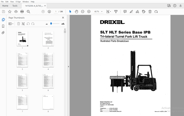 Drexel SLT HLT Series Base IPB Tri-lateral Turret Fork Lift Truck Parts Manual 1415206 - PDF DOWNLOA