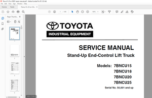 Toyota 7BNCU15 7BNCU18 7BNCU20 7BNCU25 Lift Truck Service Manual - PDF DOWNLOAD