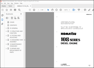 Komatsu 108 Series Diesel Engine Shop Manual SEBE62210104 – PDF DOWNLOAD
