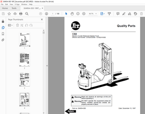 BT Prime-Mover CSX Electric Counter Balanced Stacker Truck Parts Manual - PDF DOWNLOAD