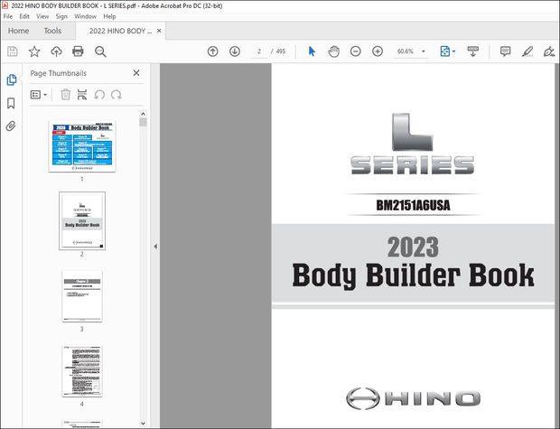 2023 Hino L Series Body Builder Book Service Manual BM2151A6USA – PDF DOWNLOAD