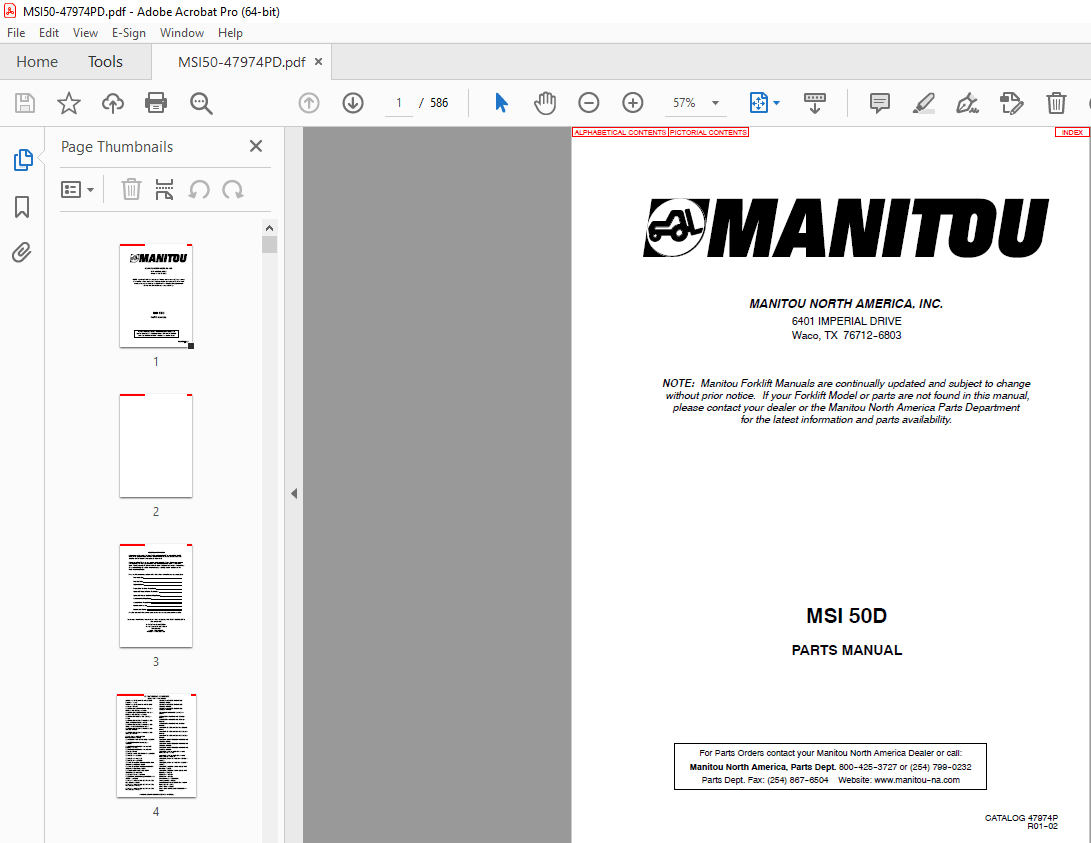 Manitou Checklist.pdf Manitou Forklift MSI 50D Parts Manual – PDF DOWNLOAD