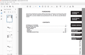 Bobcat 444, 500 &amp; EARLY 600 (Supplement) Service Manual 6556520 (6-12) - PDF DOWNLOAD