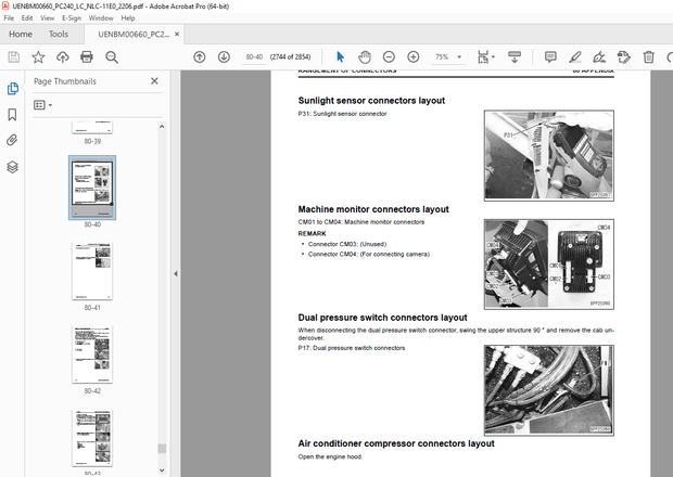 Komatsu PC240LC-11E0,PC240NLC-11E0 Hydraulic Excavator Repair Service Manual UENBM00660 - PDF 