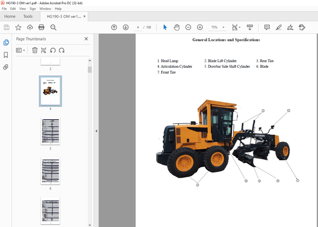 Hyundai HG190-3 Motor Grader Operation &amp; Maintenance Manual 2023 – PDF DOWNLOAD
