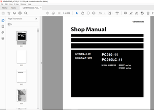 Komatsu PC210-11,PC210LC-11 Hydraulic Excavator Shop Manual UENBM00360 - PDF DOWNLOAD