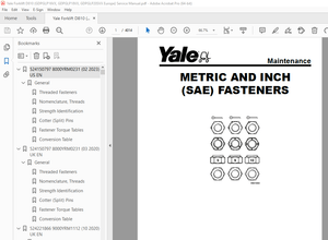 Yale Forklift D810 (GDPGLP16VX, GDPGLP18VX, GDPGLP20SVX Europe) Service Manual PDF